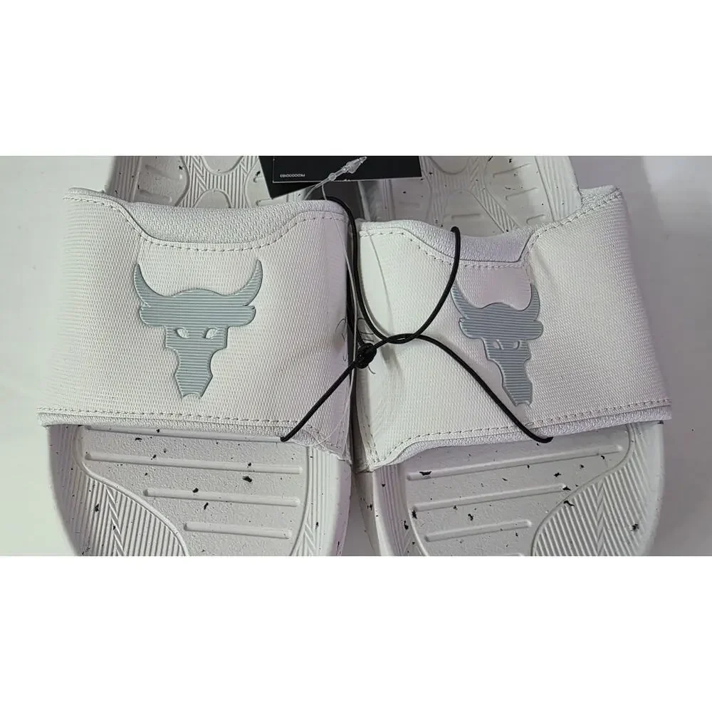 Under Armour x Project Rock 3.0 Slide Sandal White Mens Size 13 3026034 100 New